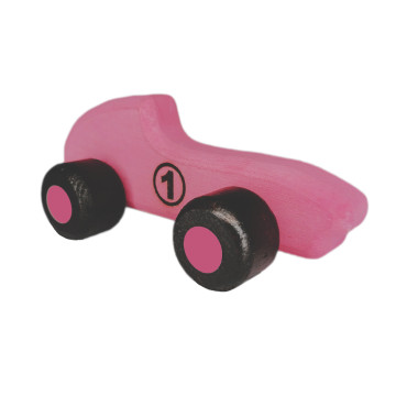 Ahşap Yarış Arabası 1 Numara Pembe Renkli