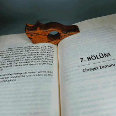 Kitap Okuma Ayracı Ahşap Kedi Figürlü Çift Yönlü Ayraç Hediyeli