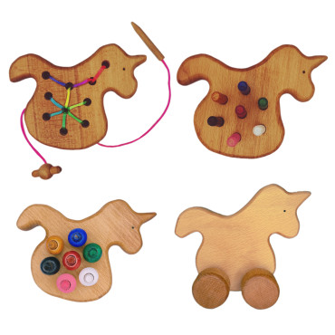Okul Öncesi Eğitim Montessori Unicorn Seti 4'lü Oyuncak